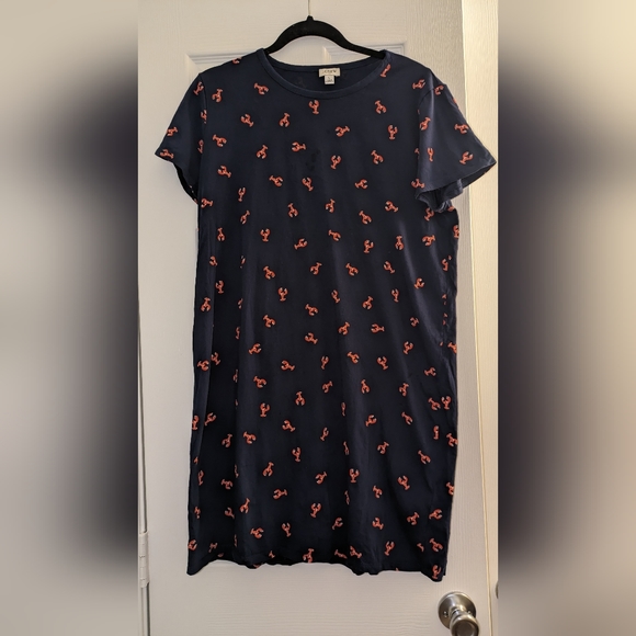 J. Crew Dresses J Crew Navy Tshirt Dress With Red Lobsters Size L